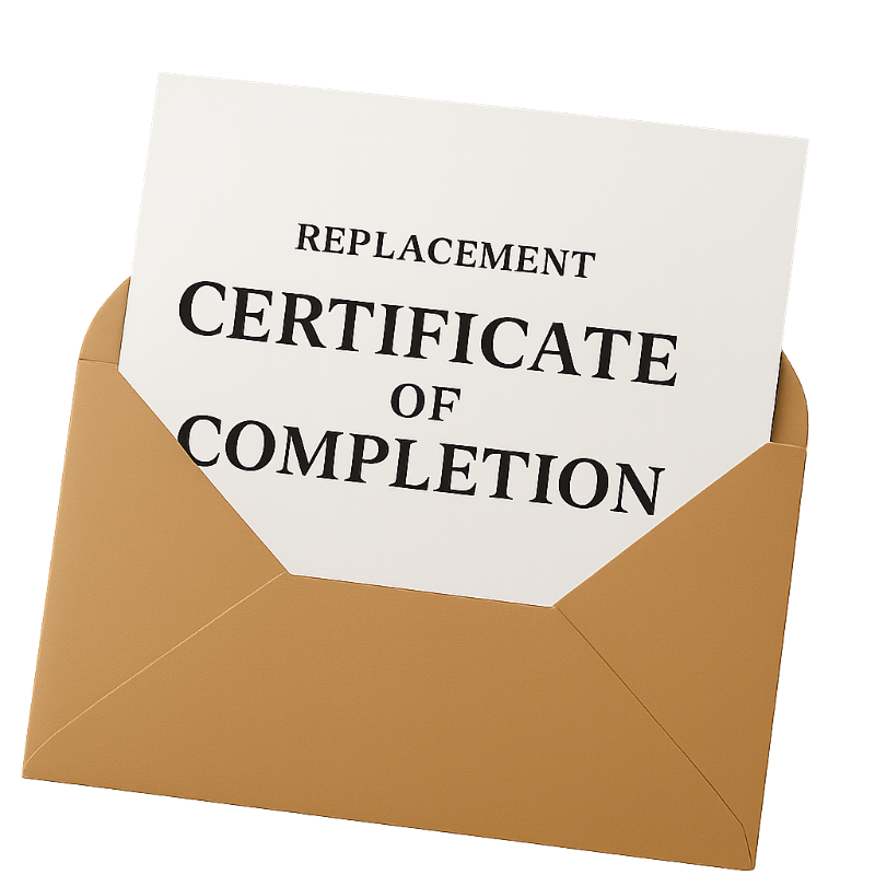 Replacement Certificate of Completion